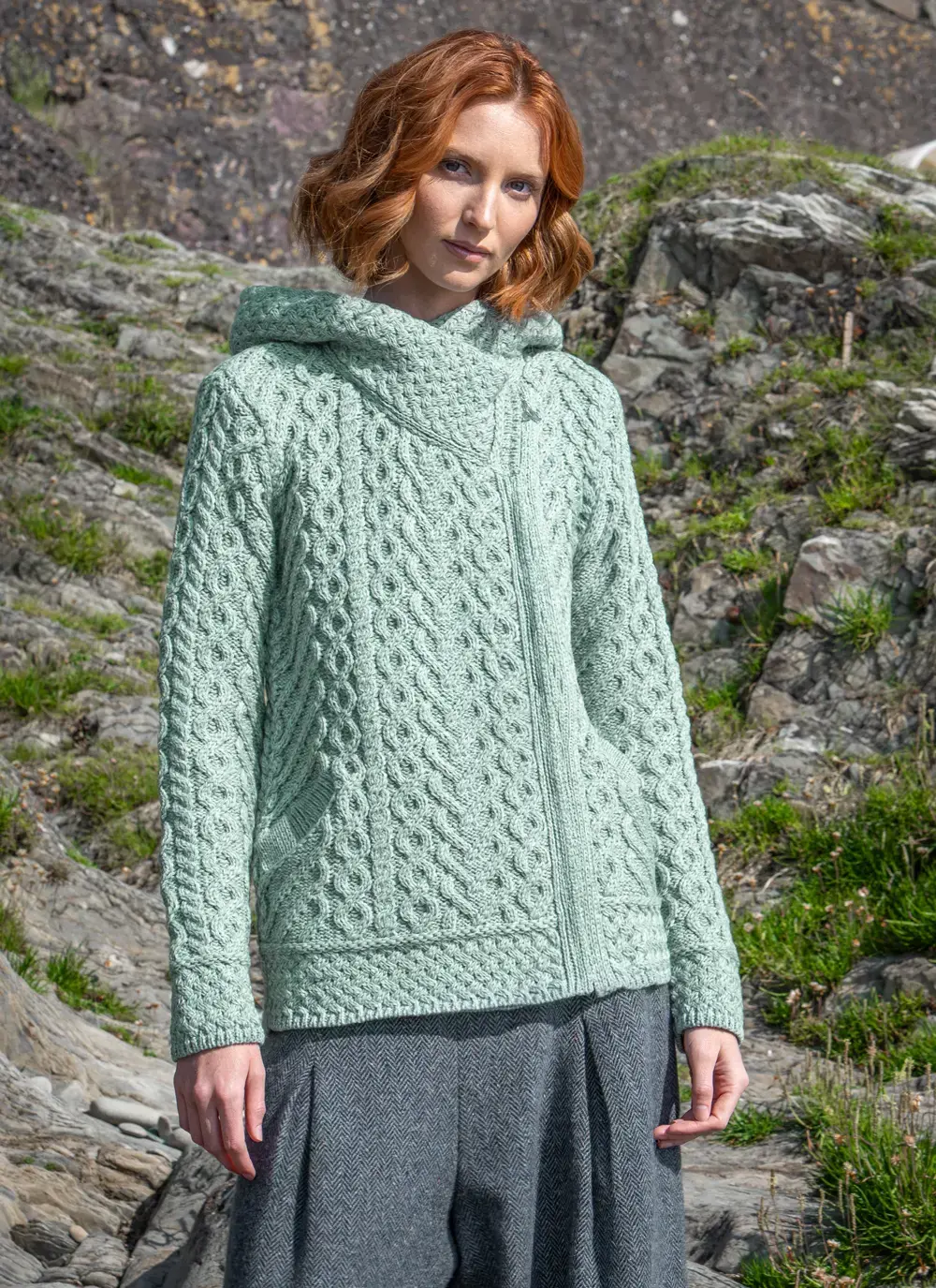 Aran Cable Biker Hoodie